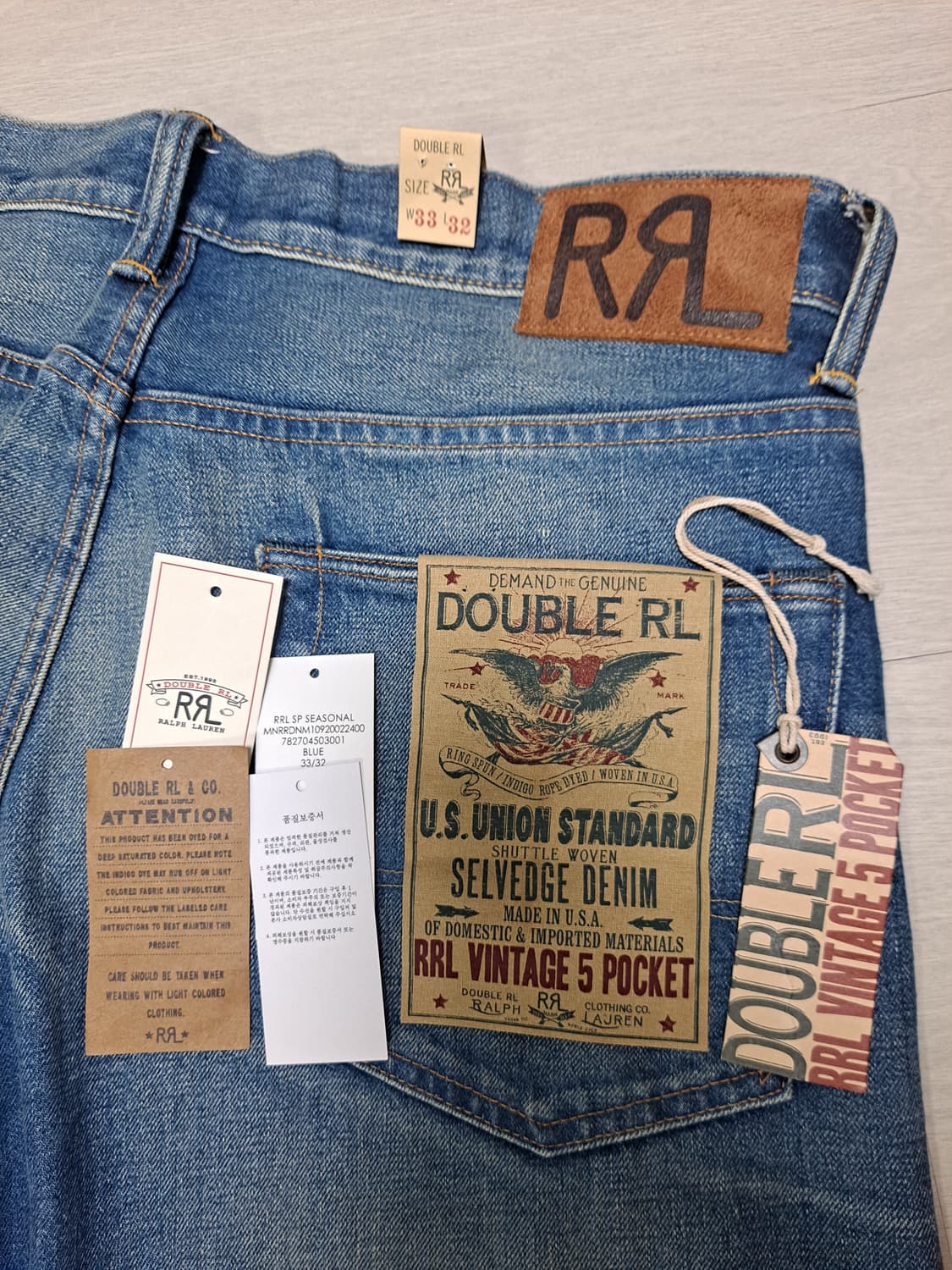 RRL 더블알엘 빈파포 그랜드폴스 33/32 빈티지 5 포켓 상품이미지3