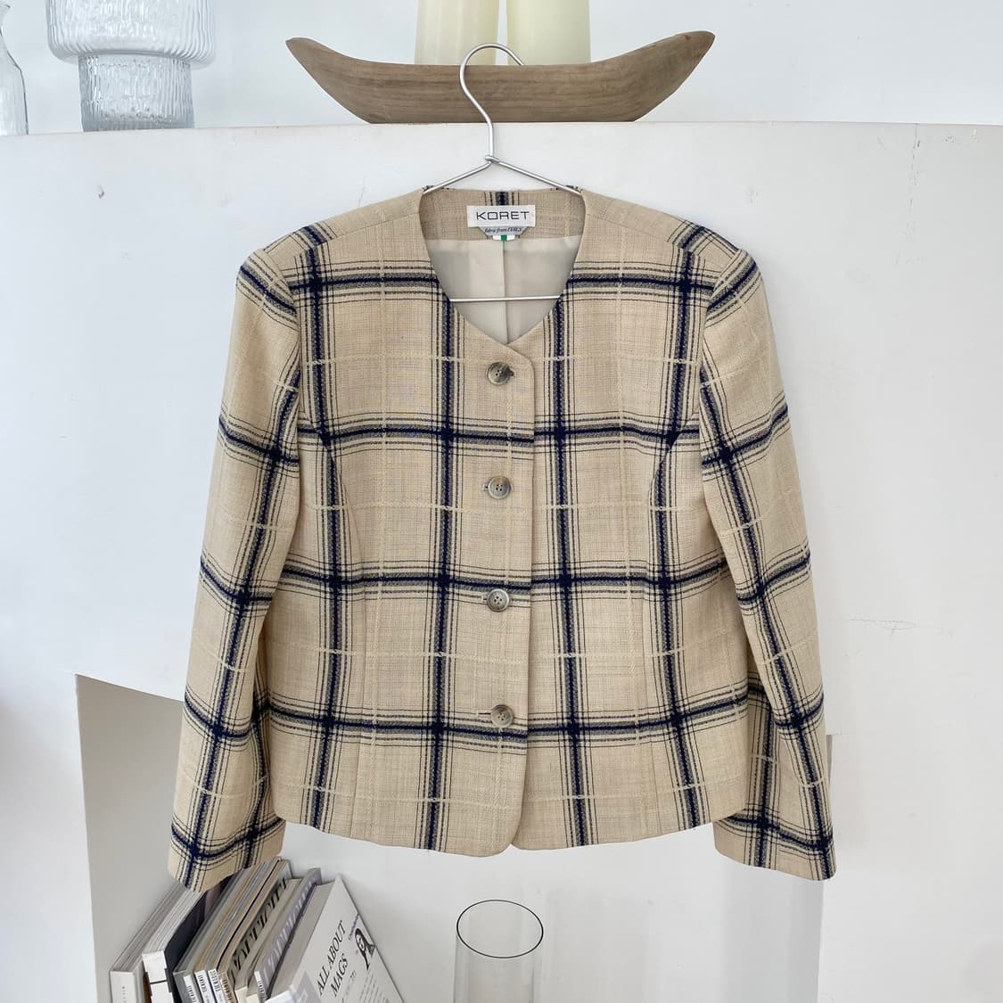 빈티지 플래드 라운드넥 울 재킷 (Italian Fabric) 상품이미지1