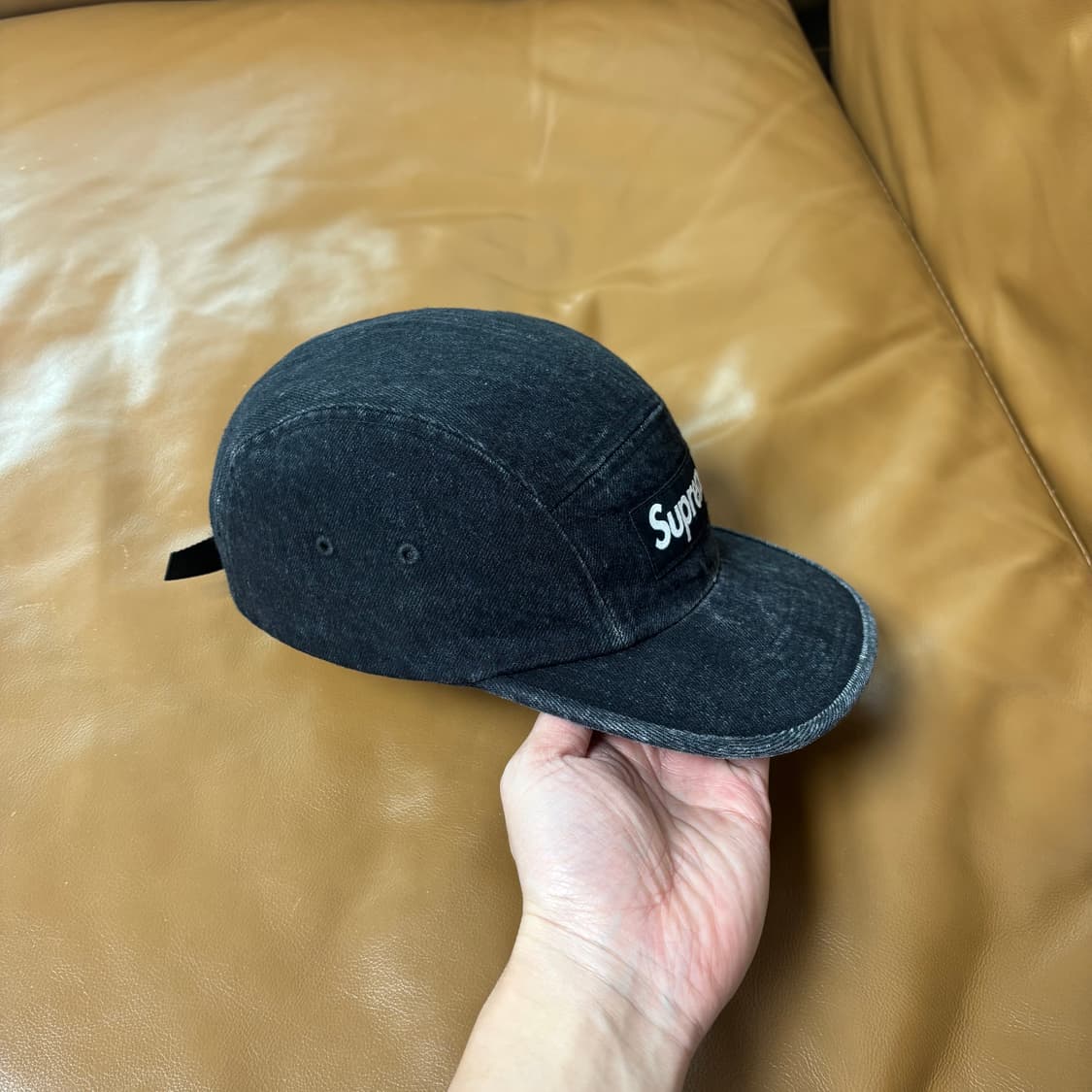슈프림 캠프캡 모자 박스로고 데님 블랙 상품이미지3