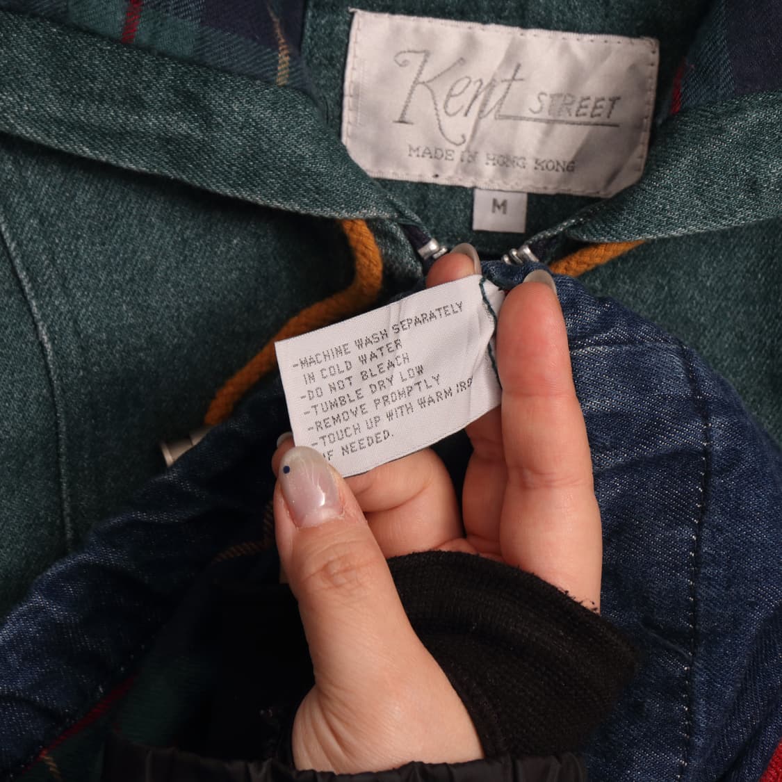 90's 일본빈티지 헤비코튼 컬러블록 후드자켓 A1418 상품이미지4