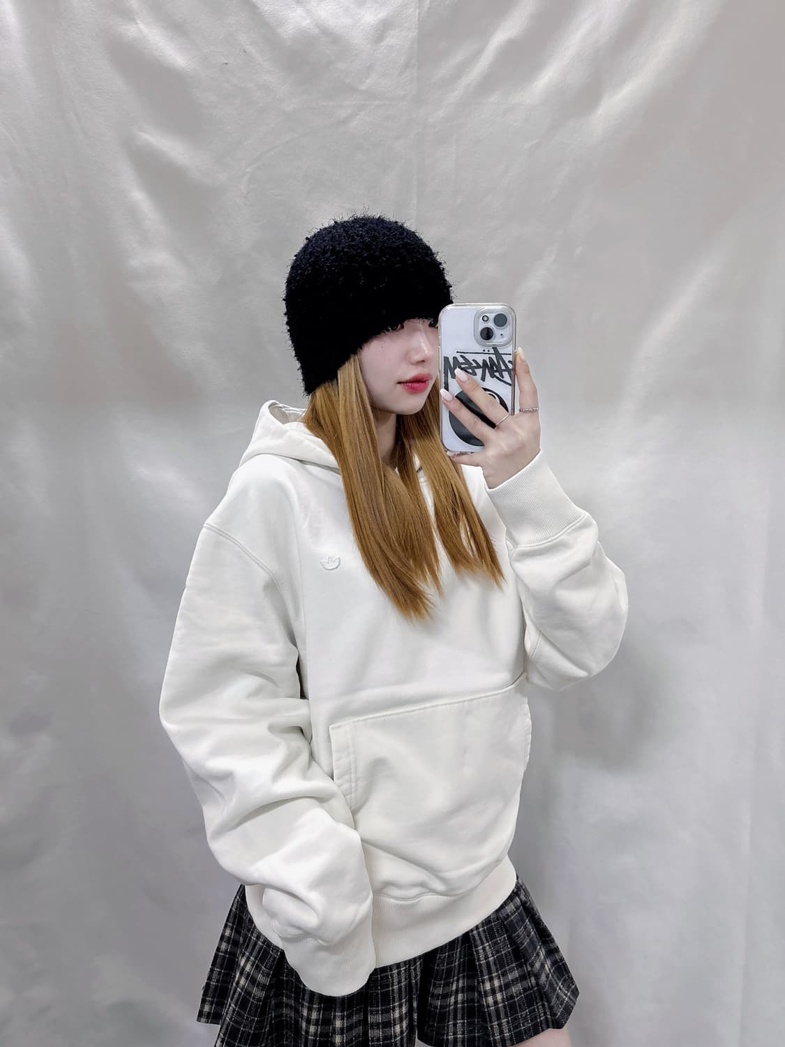 아디다스 화이트 미니로고 오버핏 후드  상품이미지2