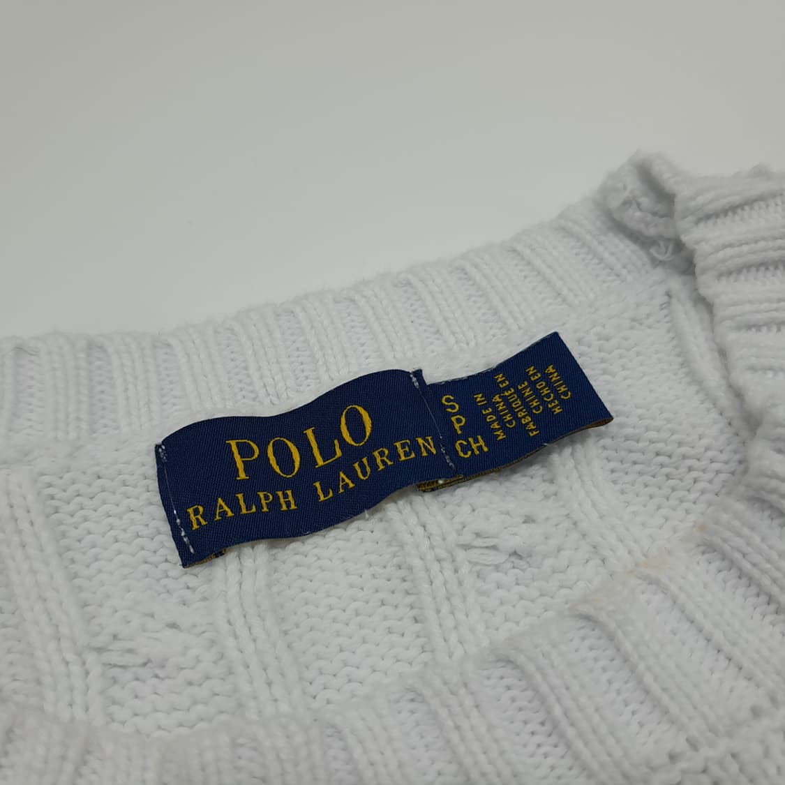 CN842W S 폴로 랄프로렌 화이트 케이블 반팔 니트 스웨터 상품이미지3