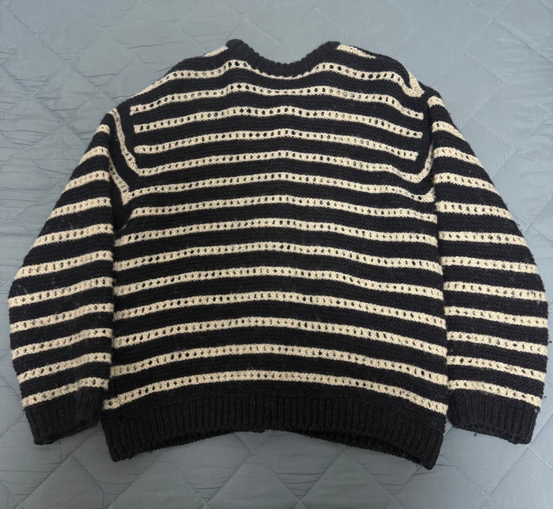 [L] STU 라운드 넥 스트라이프 가디건 네이비 상품이미지3