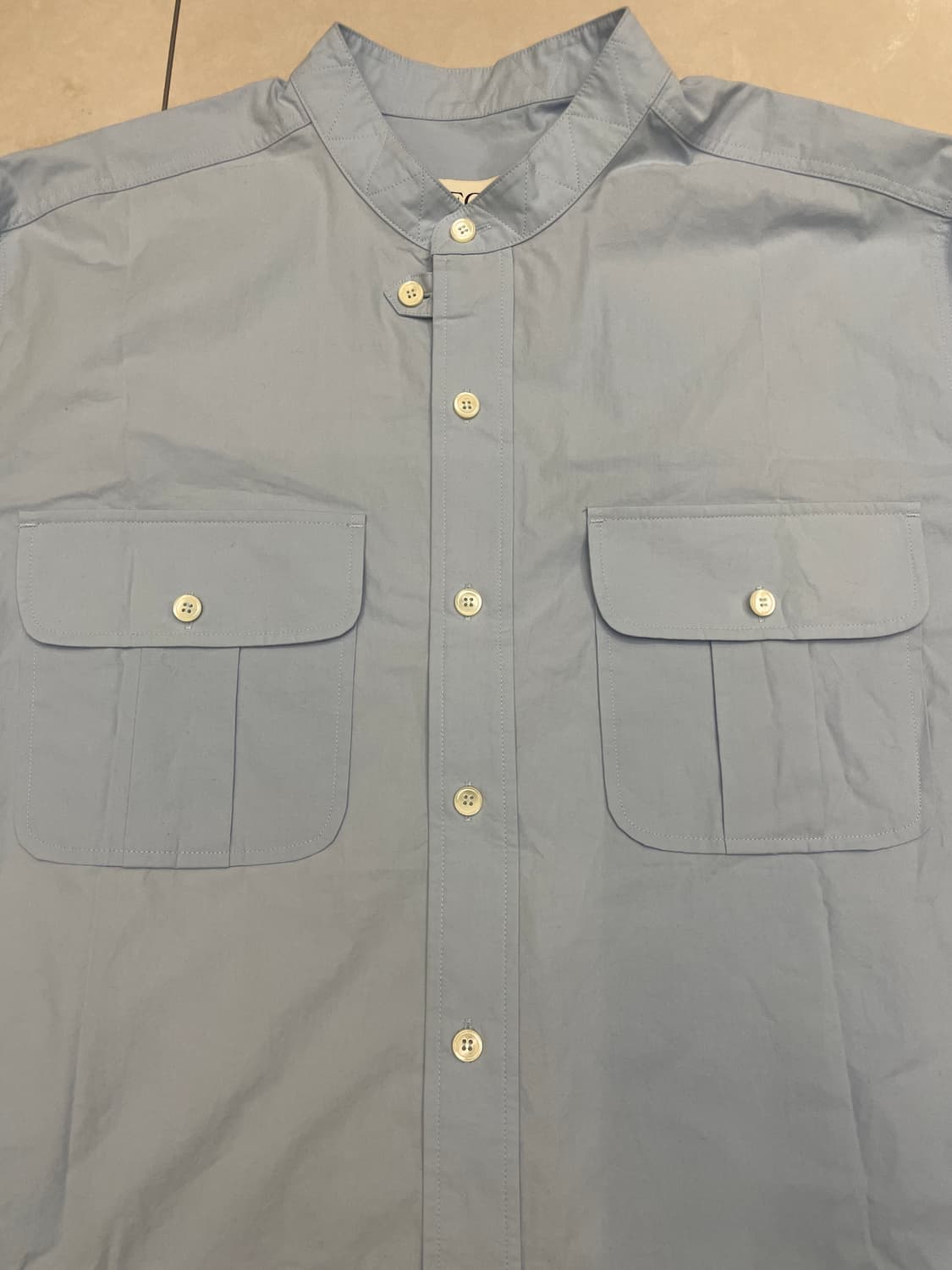 렉토 파비오 차이나 카라 셔츠 블루 상품이미지5