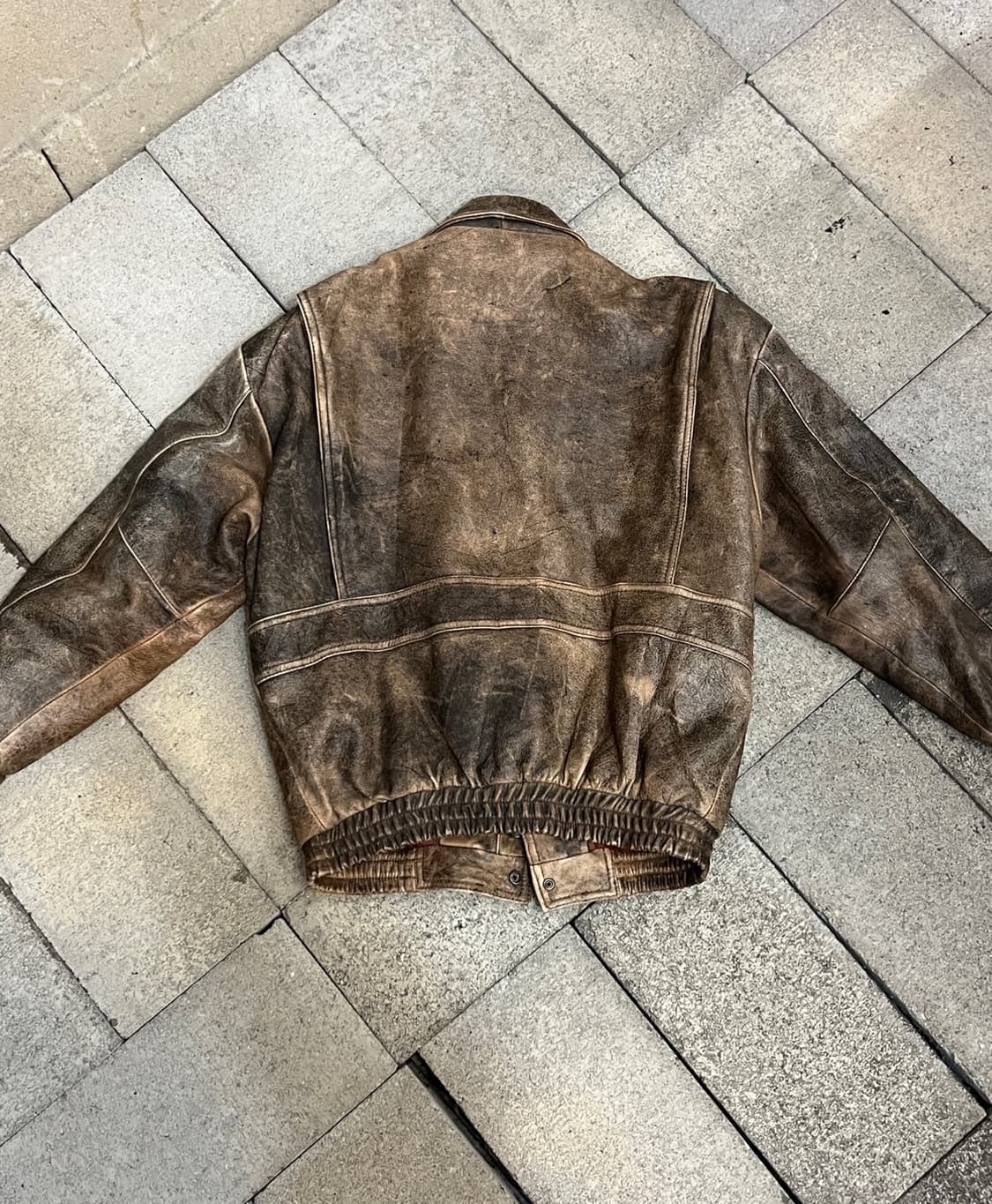 빈티지 견장 레더 자켓 상품이미지3