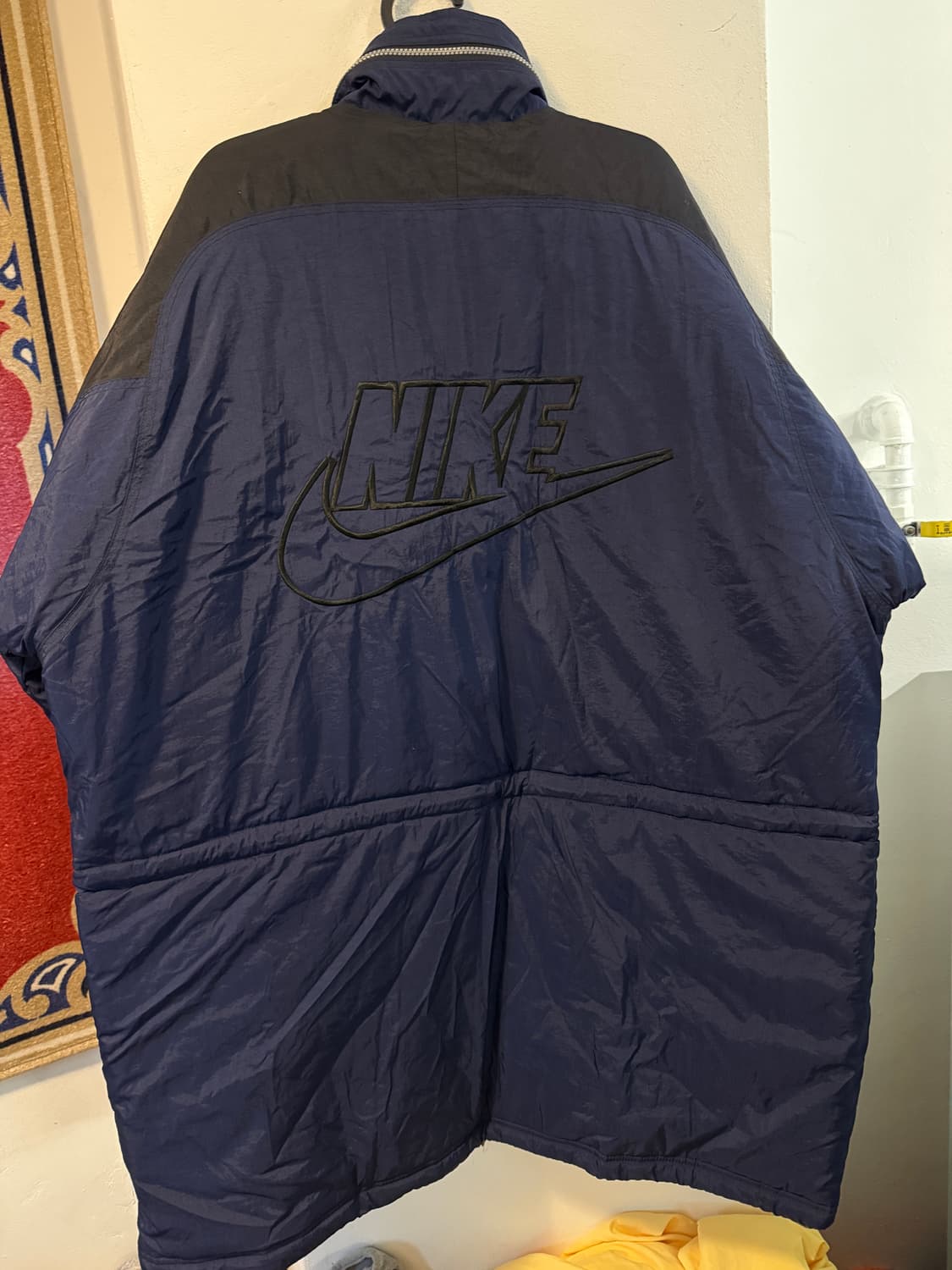 90s NIKE 나일론 퀼팅 파카 네이비/옐로우 L 상품이미지3