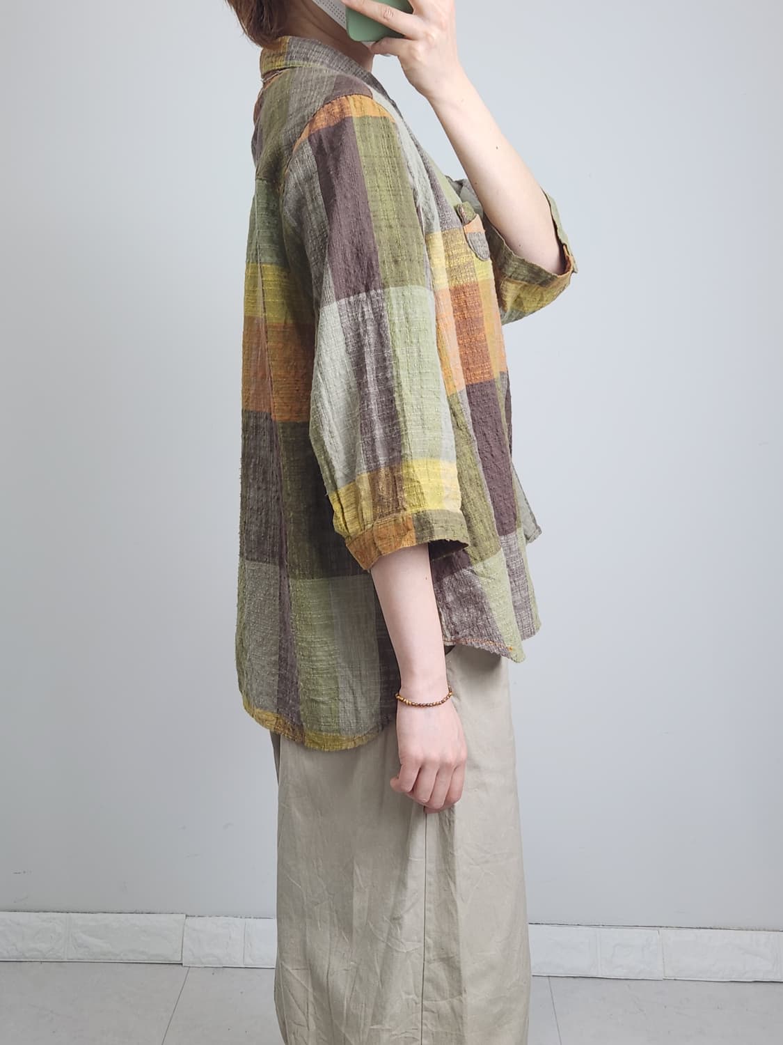 내추럴 체크 블라우스 상품이미지4