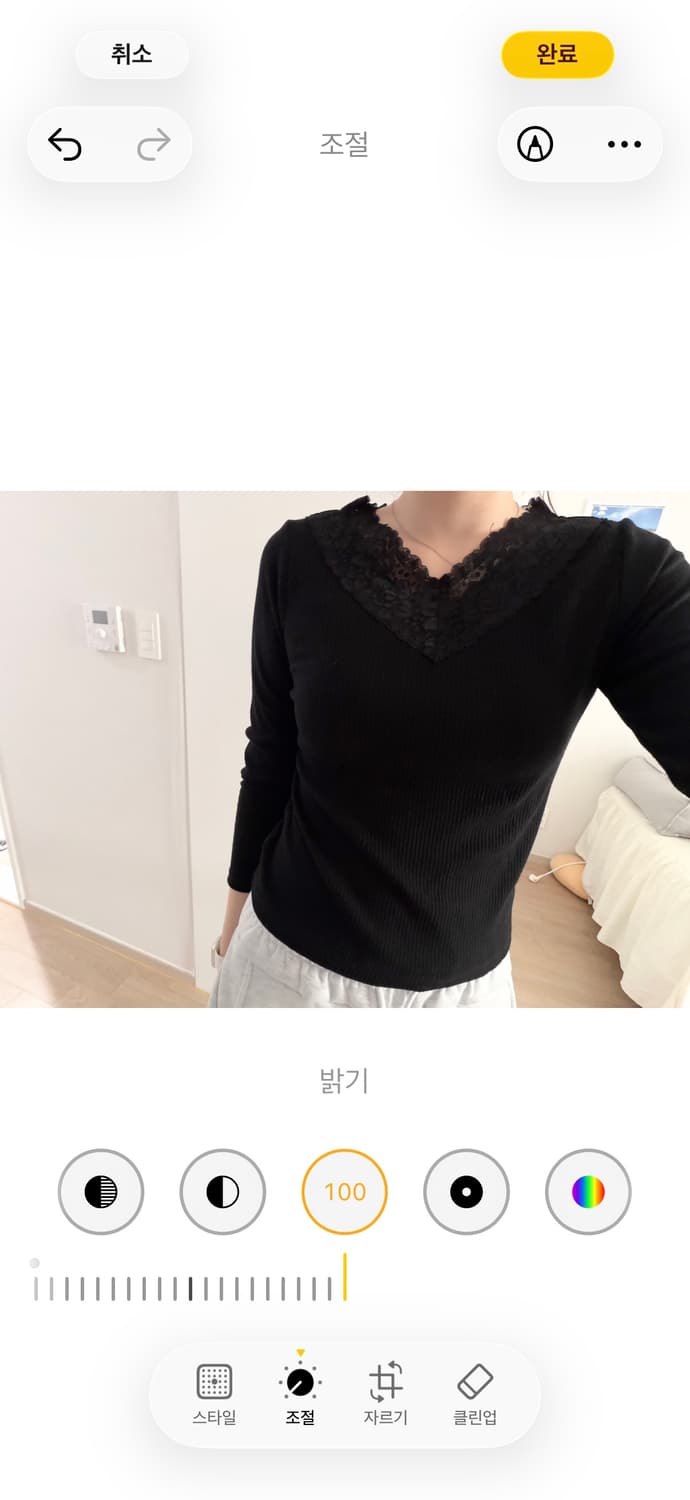 Jpn 블랙 넥 레이스 슬림 골지 이너티 상품이미지2