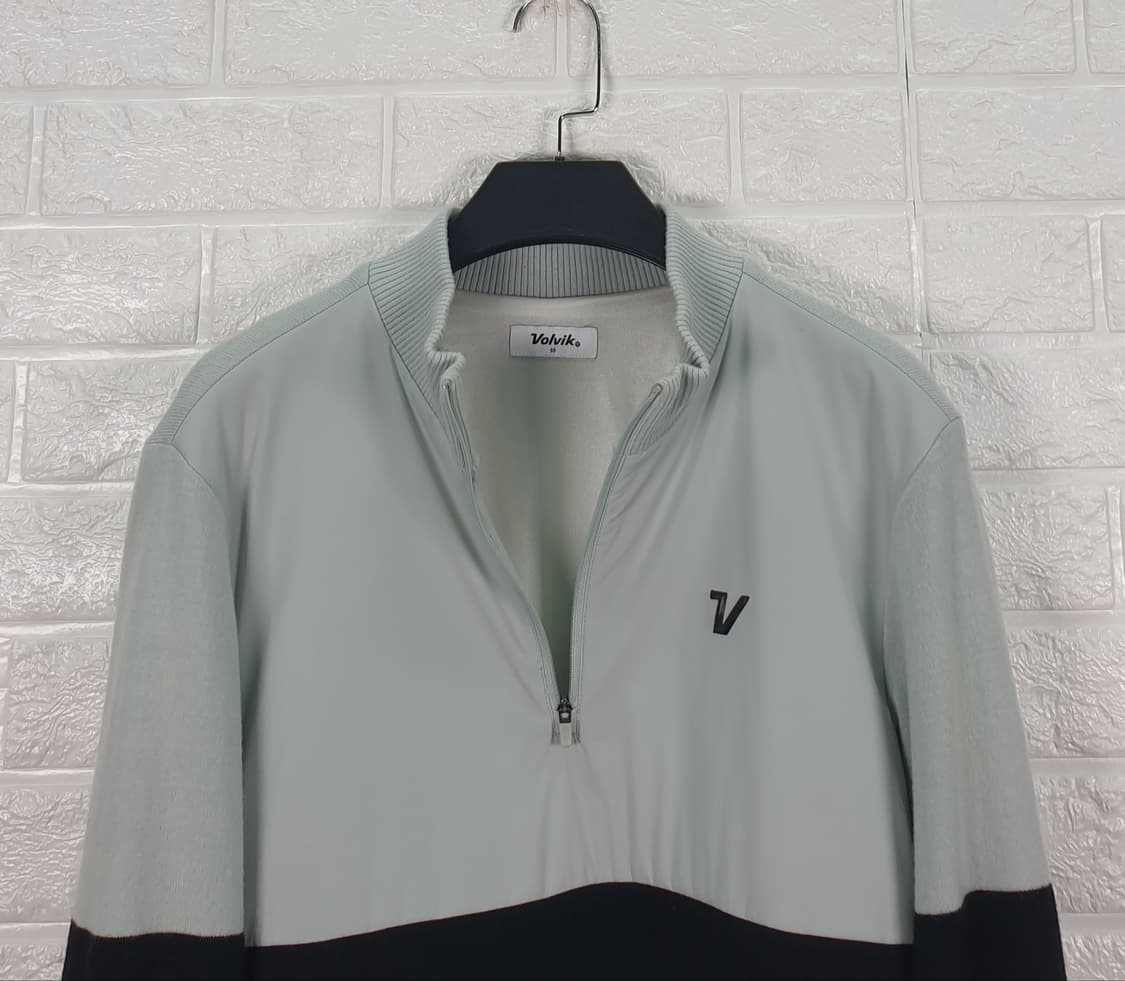 [95]볼빅 앞판 우븐패치 방풍 반집업 모직 니트 상품이미지4