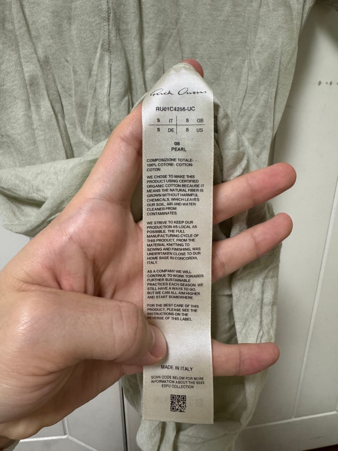 릭오웬스 더블 숏 슬리브 티셔츠 pearl s사이즈 상품이미지3