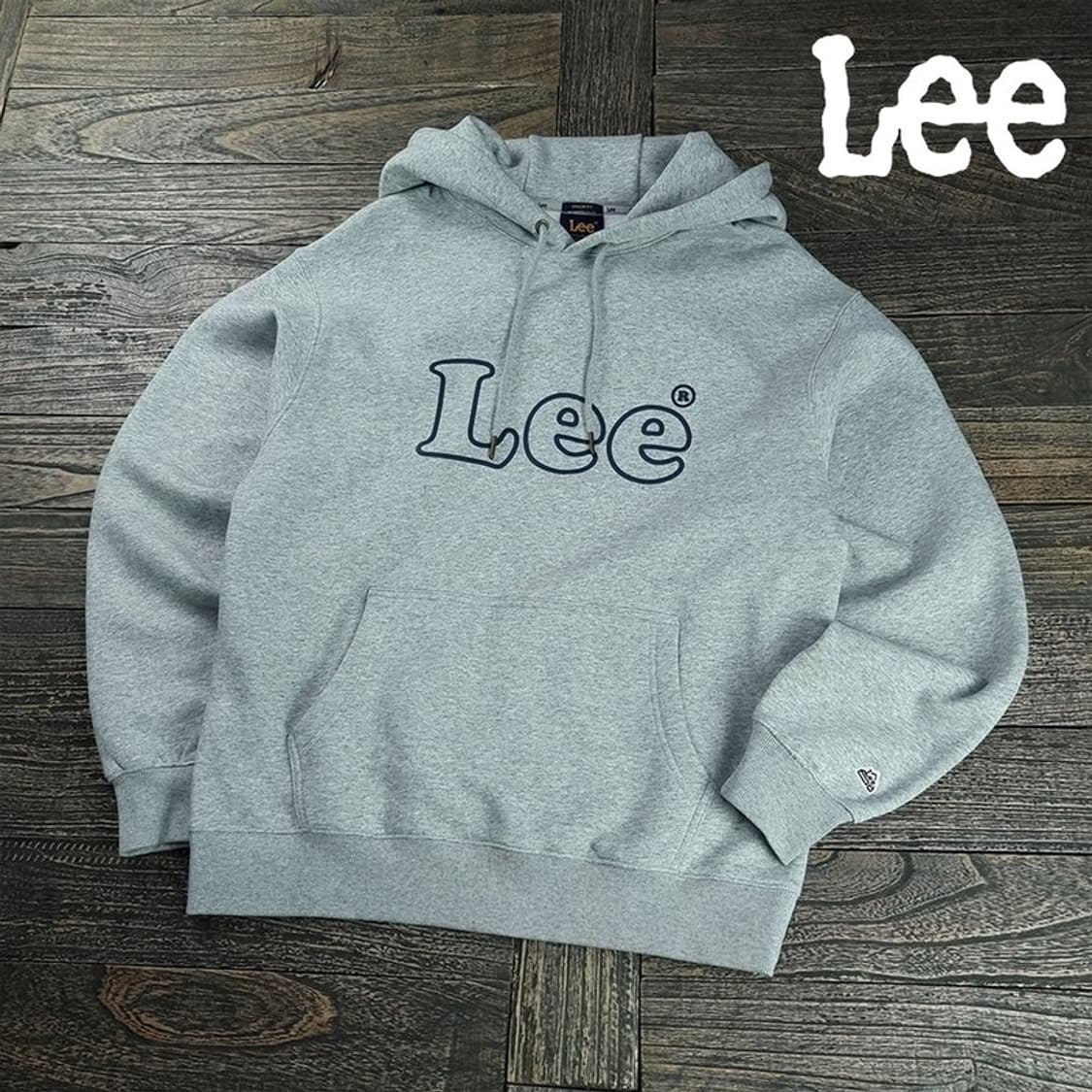 [리] 빅로고 자수 오버핏 후드티 그레이 M19247 상품이미지1