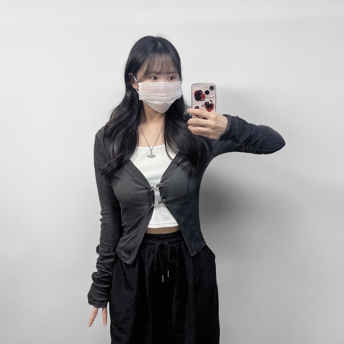 유스 Yuse 후크 가디건 차콜 상품이미지1