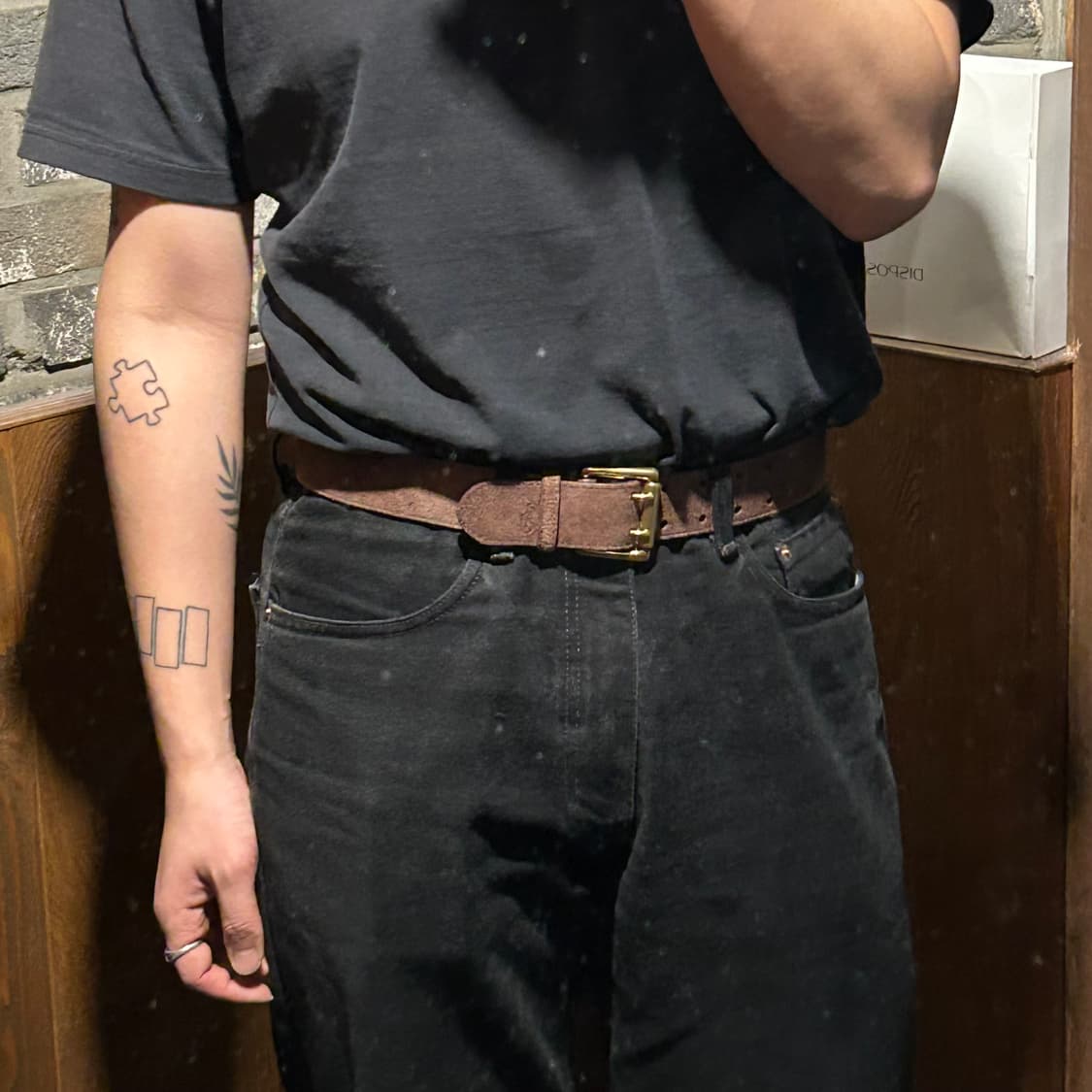 폴로 랄프로렌 스웨이드 가죽 더블 프롱 벨트 브라운 상품이미지9