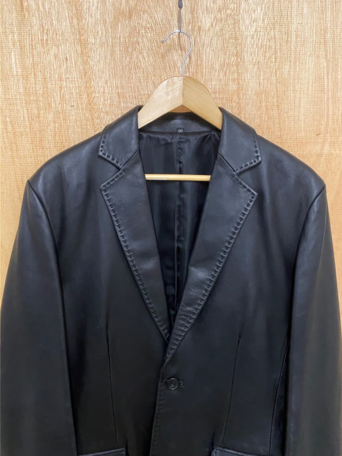 VTG leather stitch blazer jacket 레더 블레이져 상품이미지4