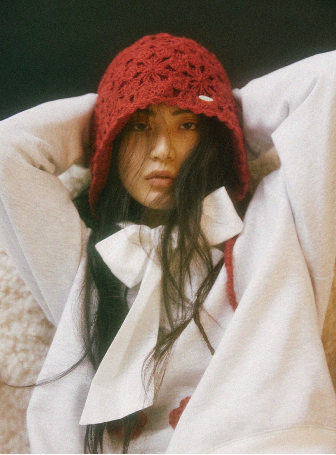 [제니 착용] 호쿠스포쿠스 크로셰 바라클라바 레드 상품이미지3