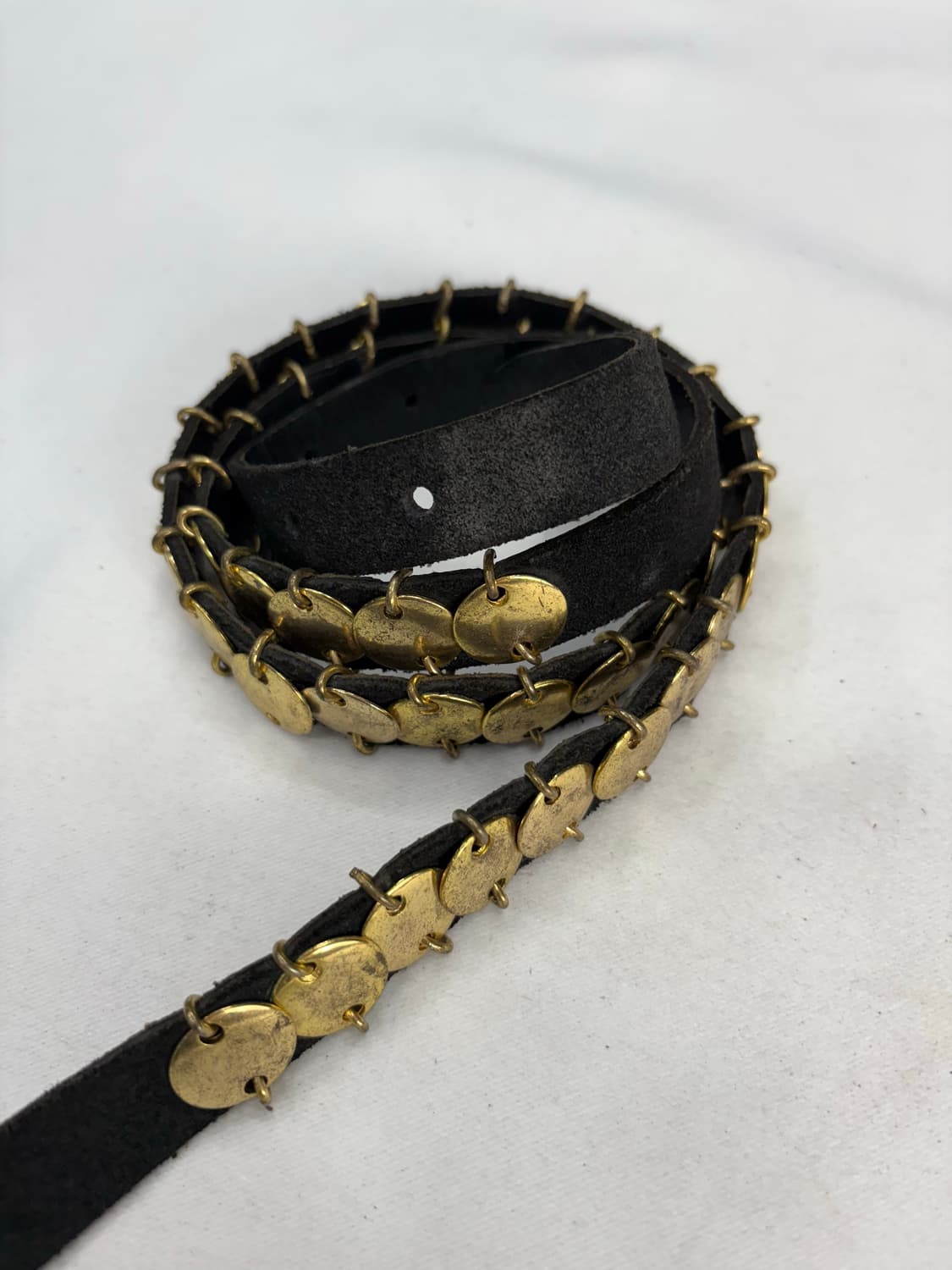 ZARA 골든 스터드 워시드 레더 블랙 벨트 상품이미지2