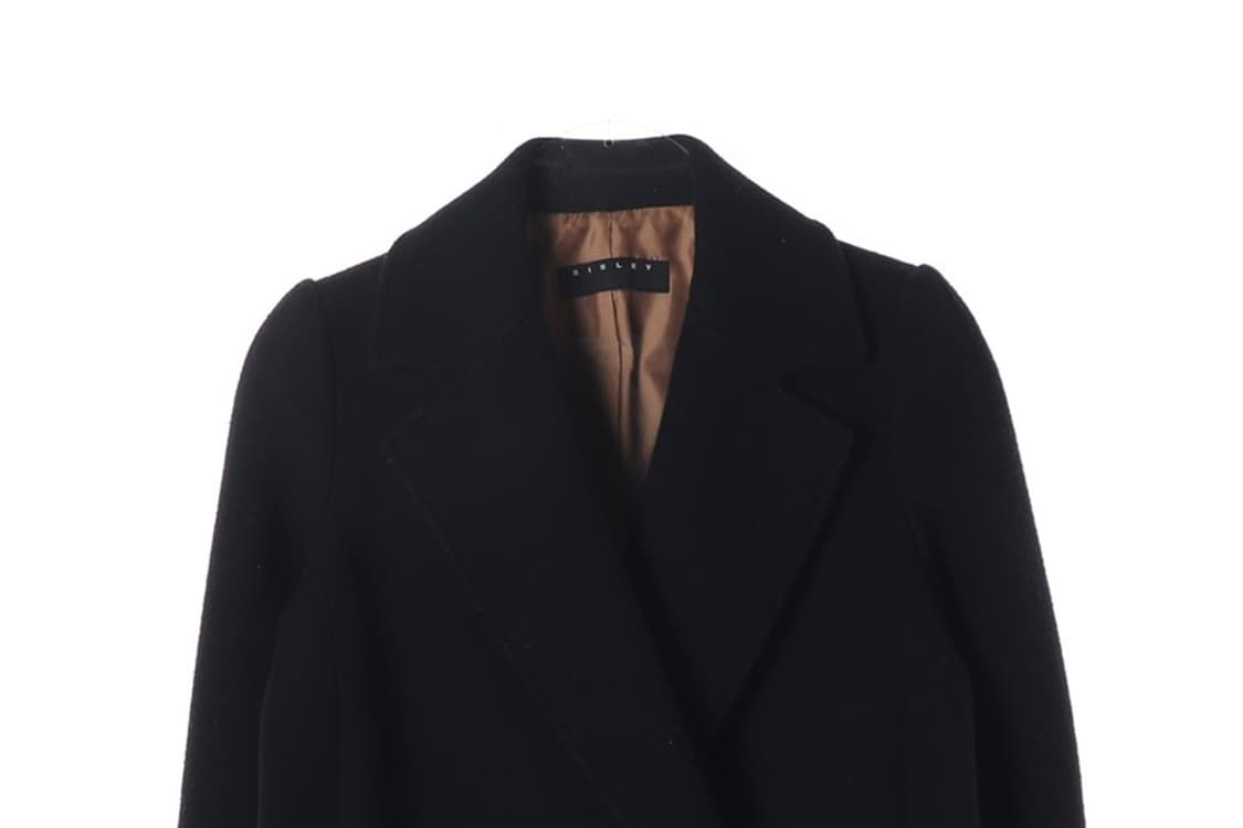 시슬리 모 100프로 더블 브레스트 블랙 하프 코트 상품이미지4