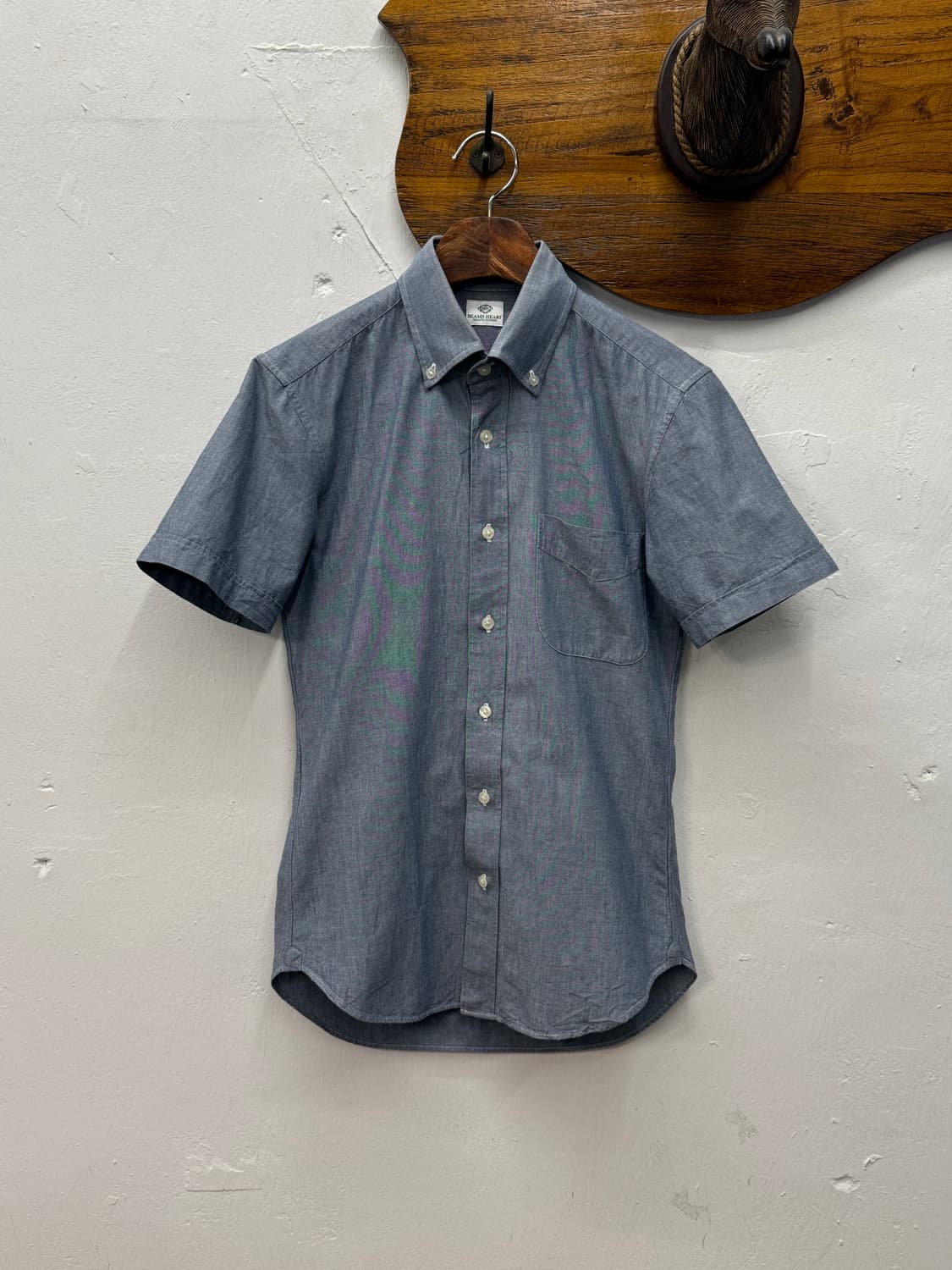 BEAMS HEART Short Sleeve Chambray Shirt 상품이미지1