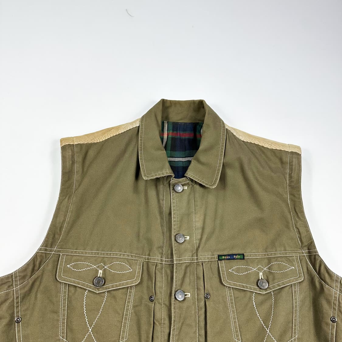 빈폴 진스 카키 배색 헌팅 조끼 베스트 (L) 상품이미지1