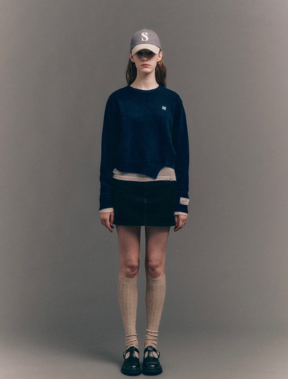 [새상품] 세터 더블린 언발란스 캐시미어 블렌드 니트 네이비 상품이미지5