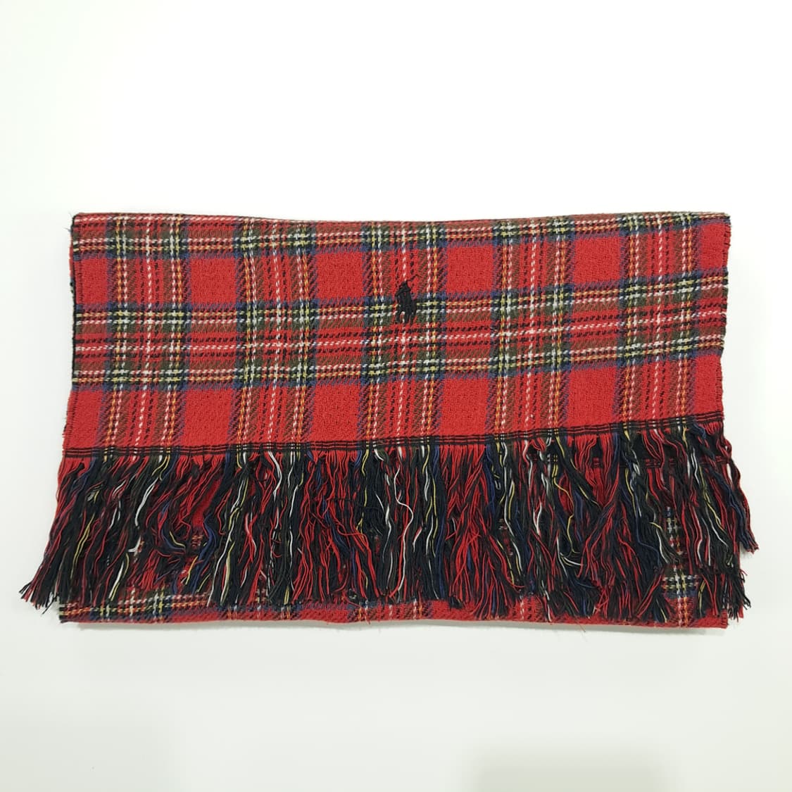 MX192 폴로 랄프로렌 레드체크 블랙 코튼 양면 목도리 머플러 상품이미지7