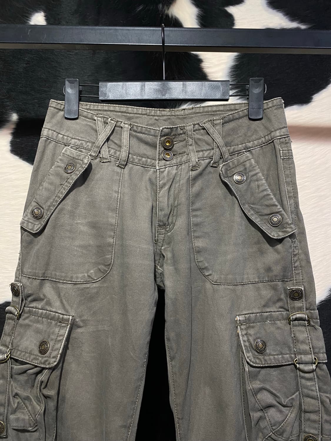 Japanese vtg 그런지 카키 멀티포켓 카고 팬츠 상품이미지2
