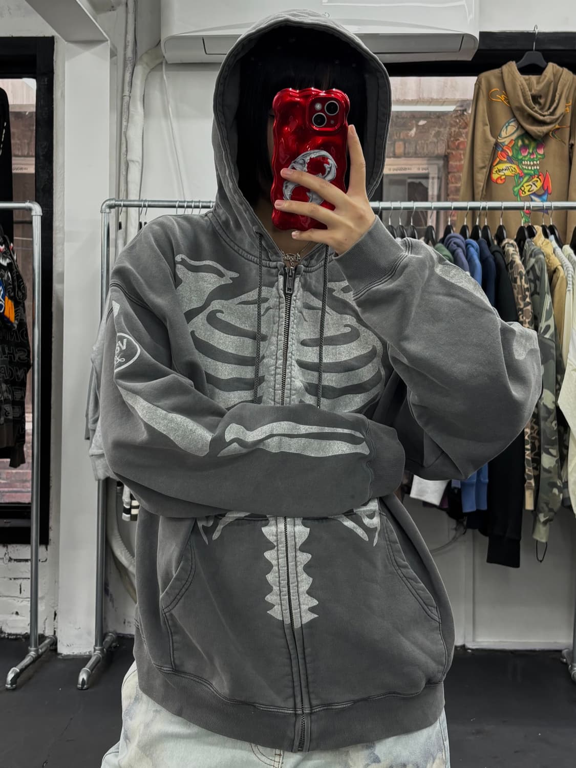 밴슨 레더 50th 그레이 본 후드집업 상품이미지2