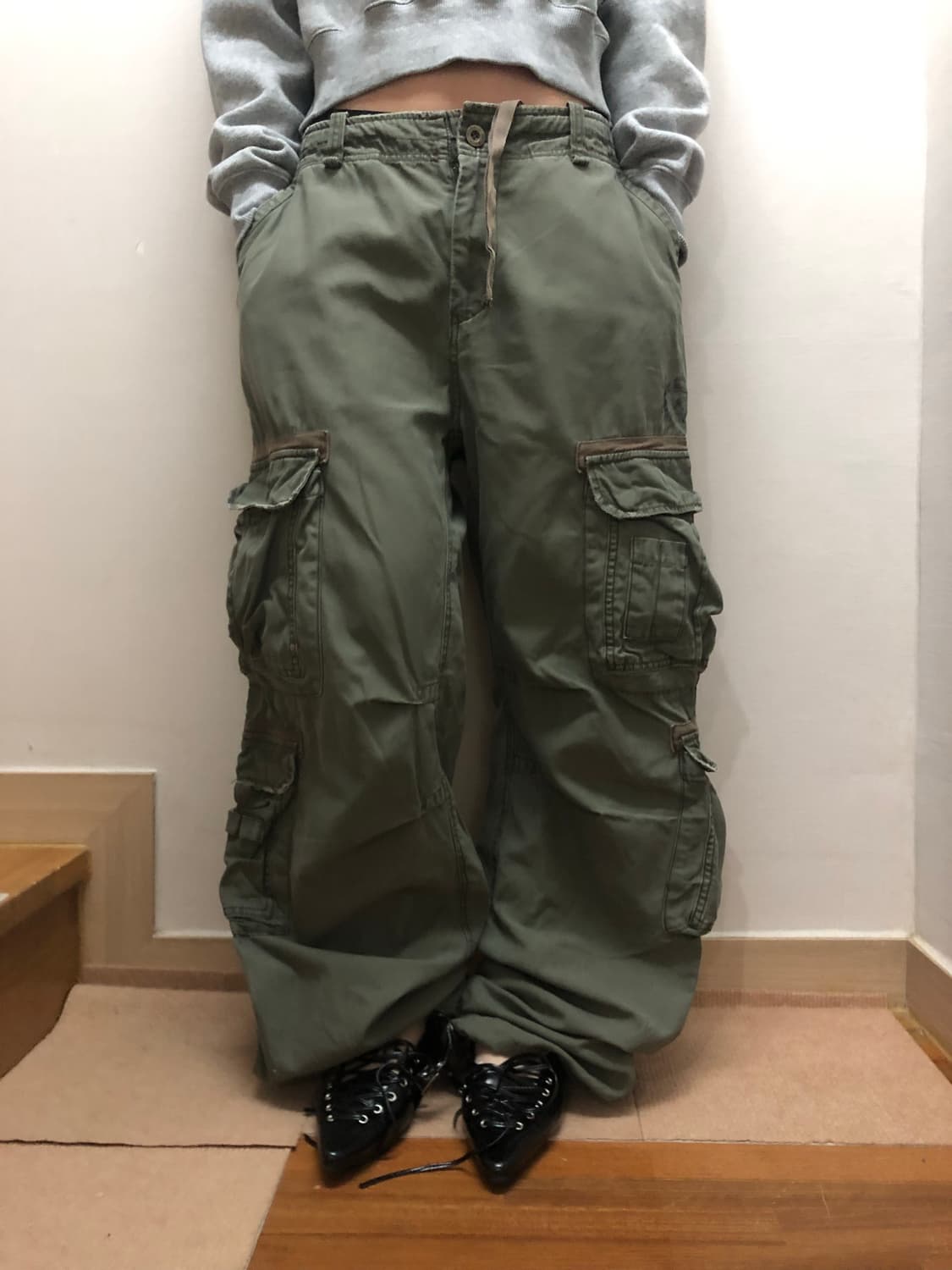 빈티지 카키 카고 팬츠 상품이미지7