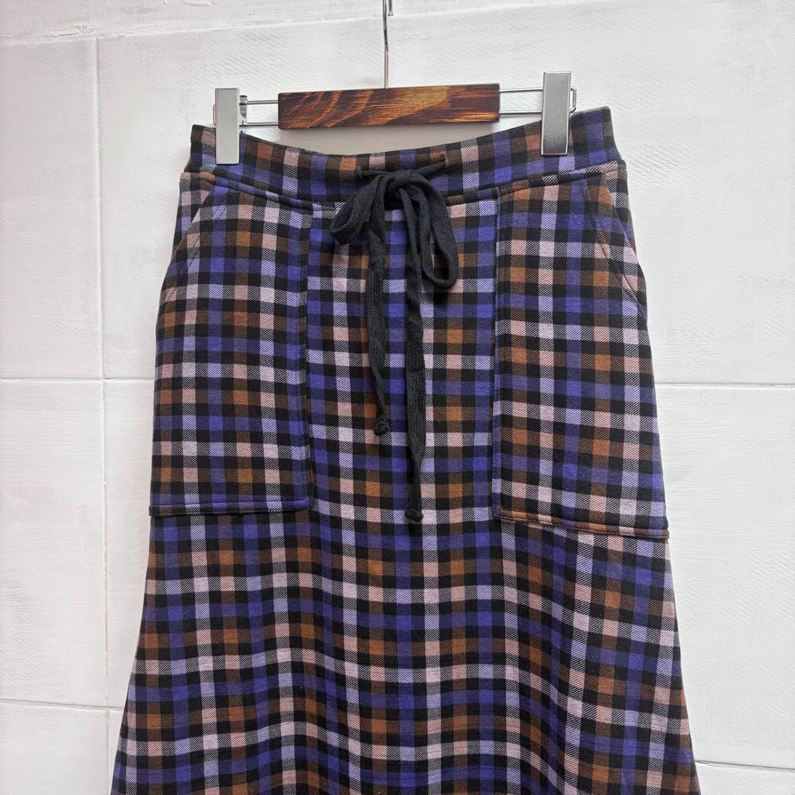 퍼플 체크 기모 키치 Y2K 롱 스커트  상품이미지2