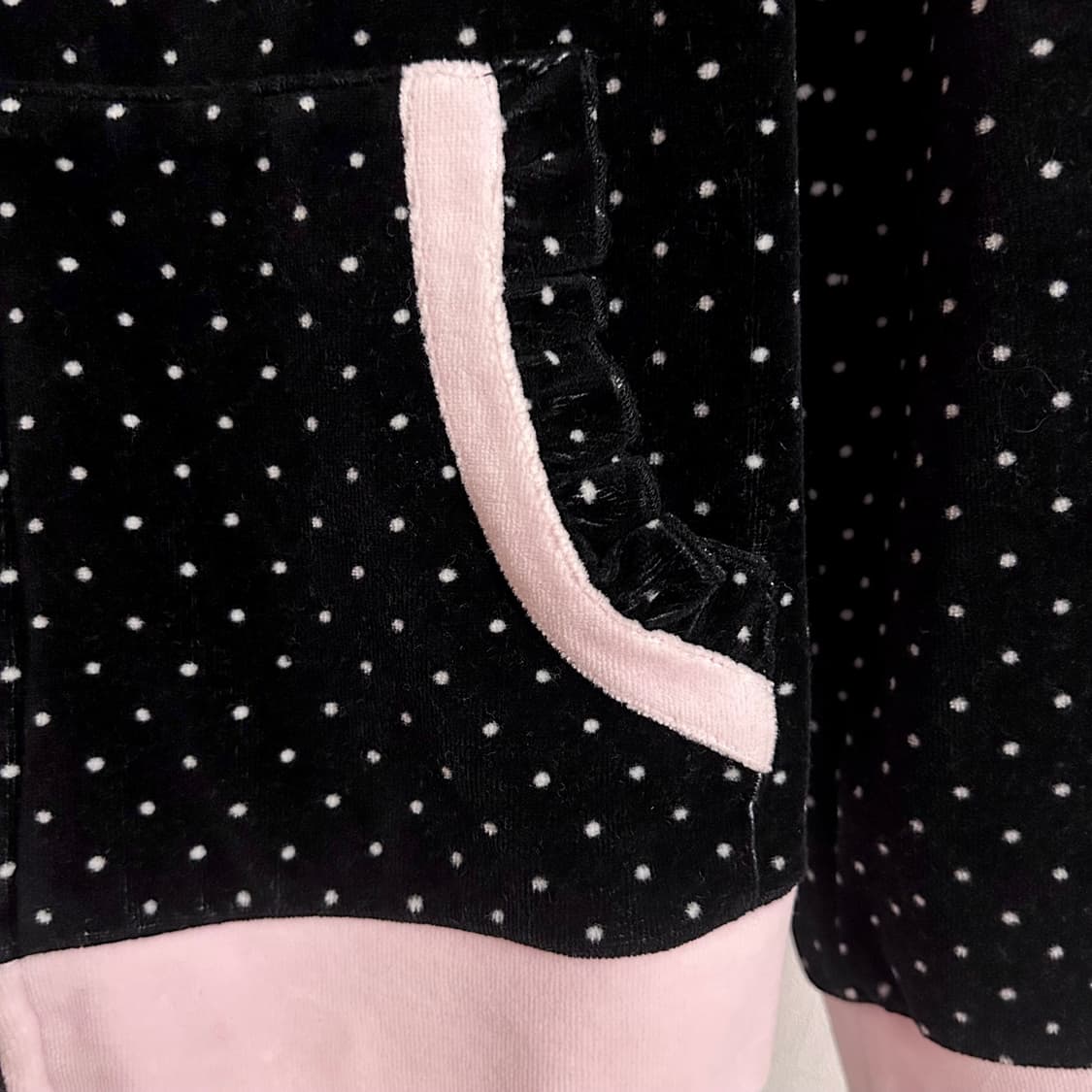 aimerfeel 블랙 핑크 도트 후드집업 갸루 로걀 히메 상품이미지2