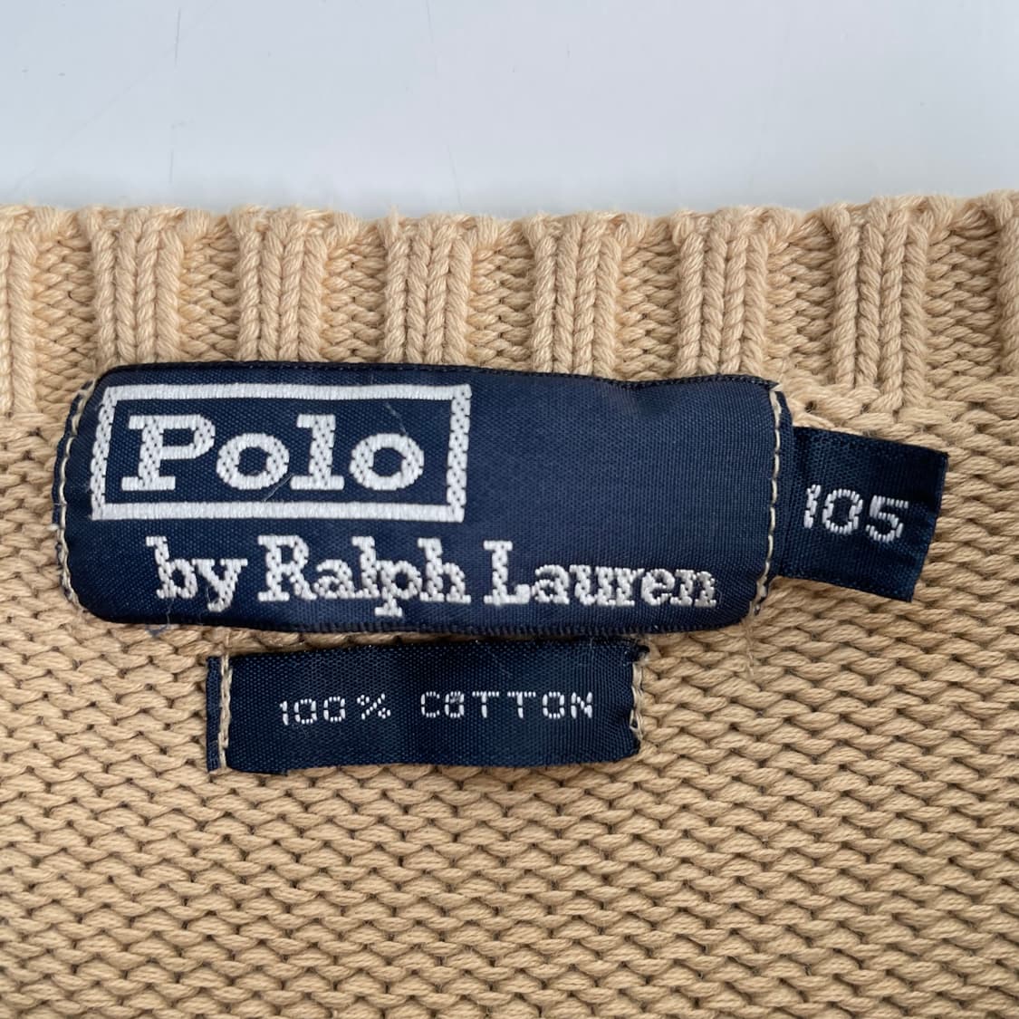 Polo 폴로 릴프로렌 90‘s 탄베이지 코튼 라운 니트 상품이미지3