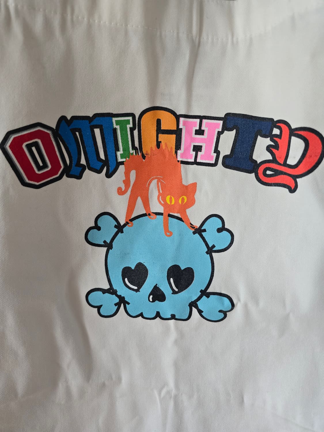 O-MIGHTY 블루 스컬 & 오렌지 캣 그래픽 숄더백 상품이미지2