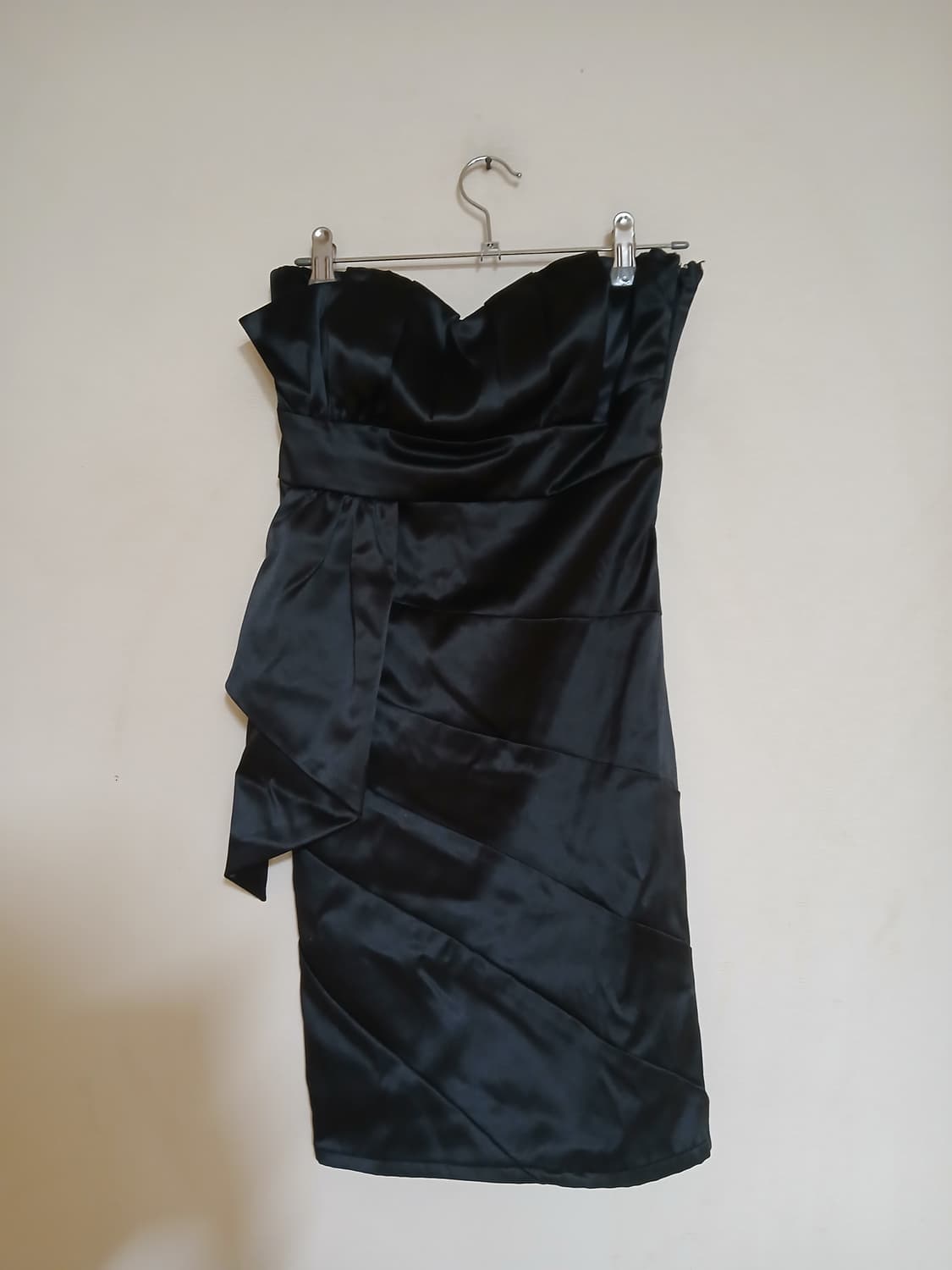 블랙 미니 파티 이브닝 드레스 새틴 오프숄더 캡 원피스 섹시 홀복 연말룩 상품이미지2