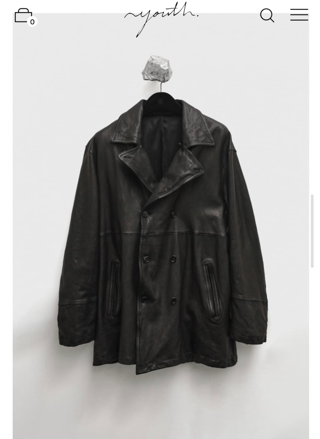 새상품_[M]유스(youth) 워싱 레더 피코트 블랙 M사이즈 상품이미지3