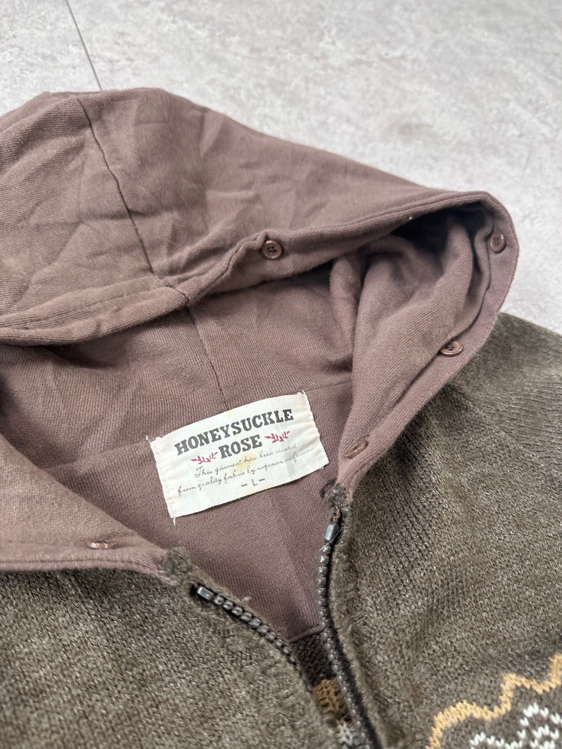 brown nordic knit hood zip-up 상품이미지2