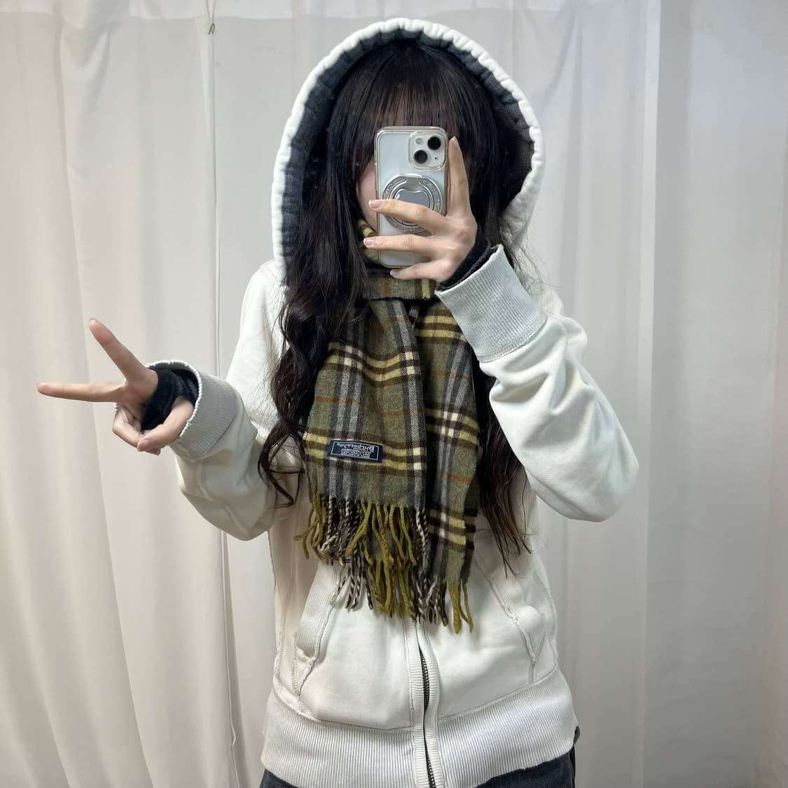 Burberry Khaki Lambswool Muffler 상품이미지2