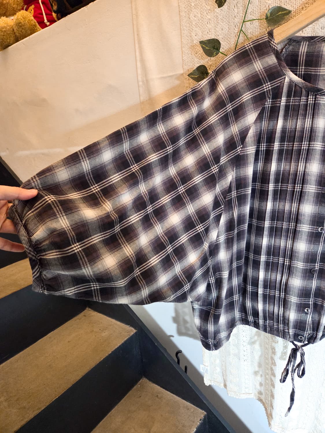 sm2 체크 반팔 블라우스 상품이미지4