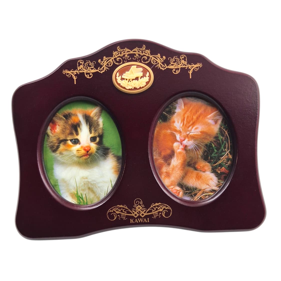 90s 카와이 피아노 카메오 2구 우드 탁상 액자 상품이미지1