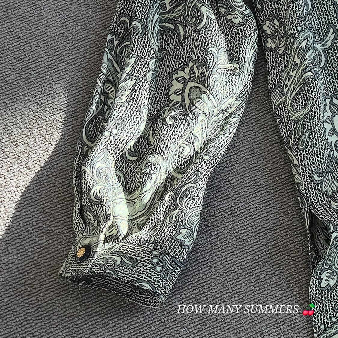 그린 패턴 블라우스 긴팔 vintage 상품이미지8