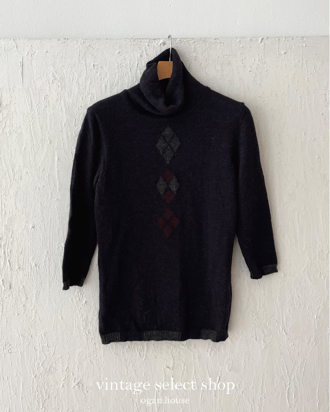 vintage argyle turtleneck knit top 상품이미지3
