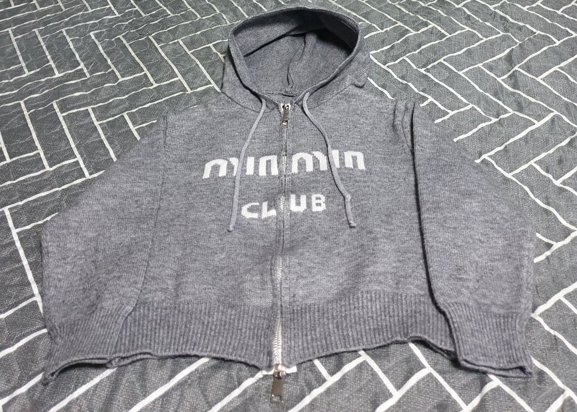 여성 크롭 니트 후드 짚업 자켓 (S) 상품이미지1