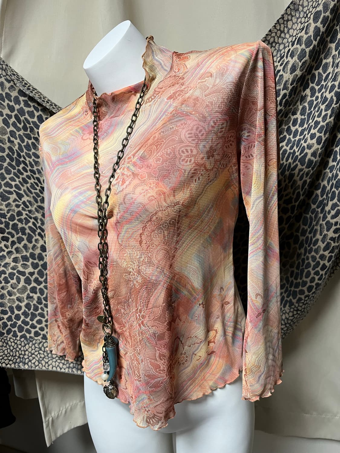 페이즐리 오리엔탈 멀티컬러 메쉬 탑 상품이미지4