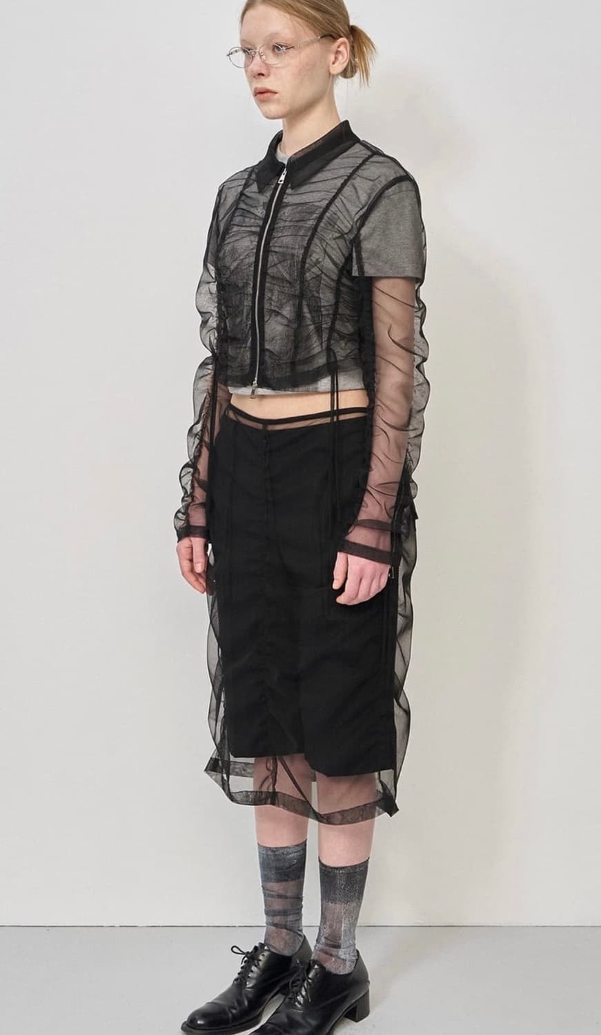 LCDC mesh shirring zip-up 상품이미지2