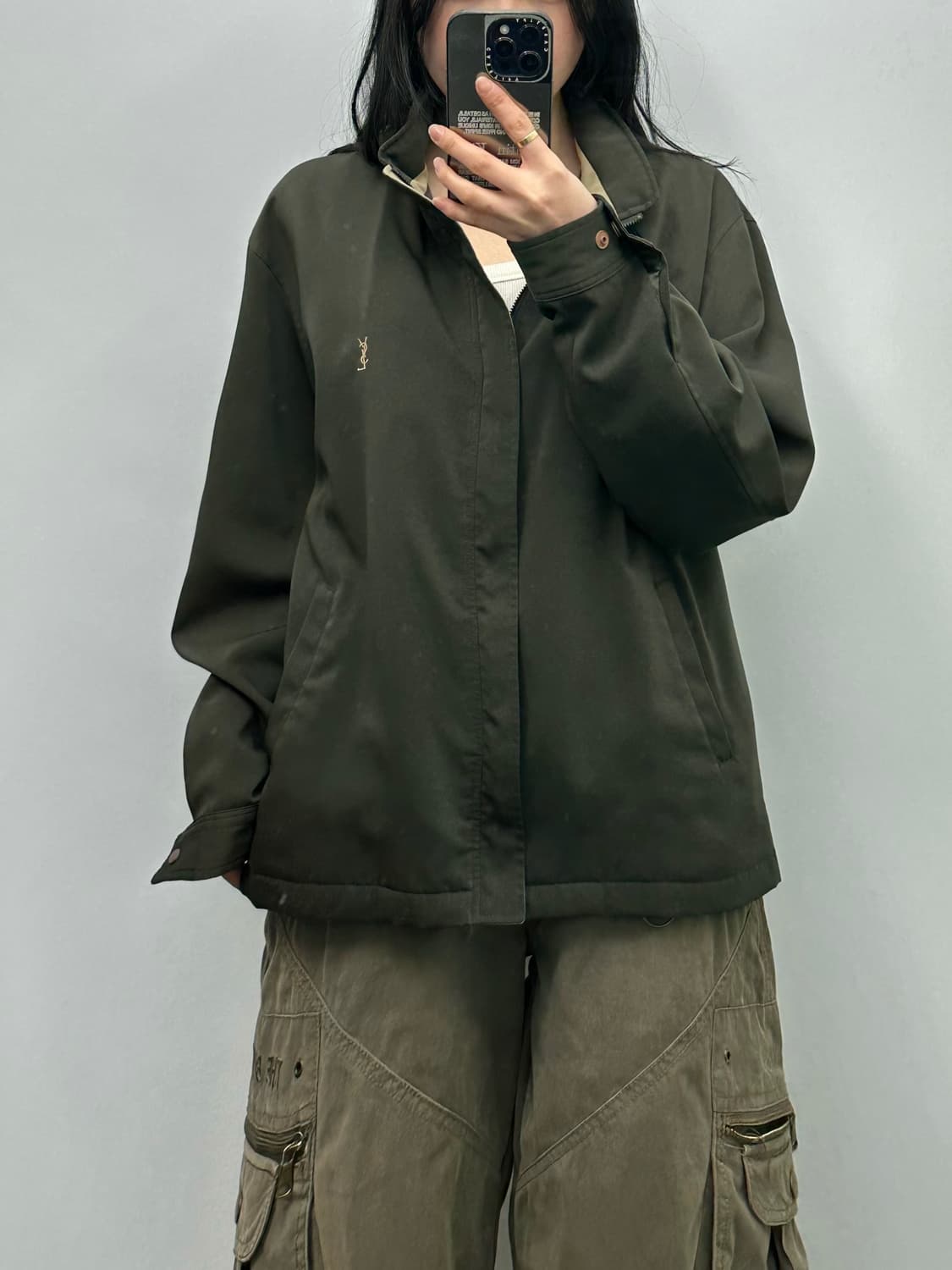 90s 입생로랑 아카이브 카키 스윙톱 바람막이 자켓 상품이미지1