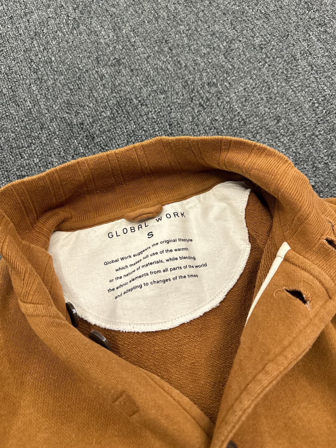 S) Global Work 브라운 스웻 버튼 자켓 상품이미지3