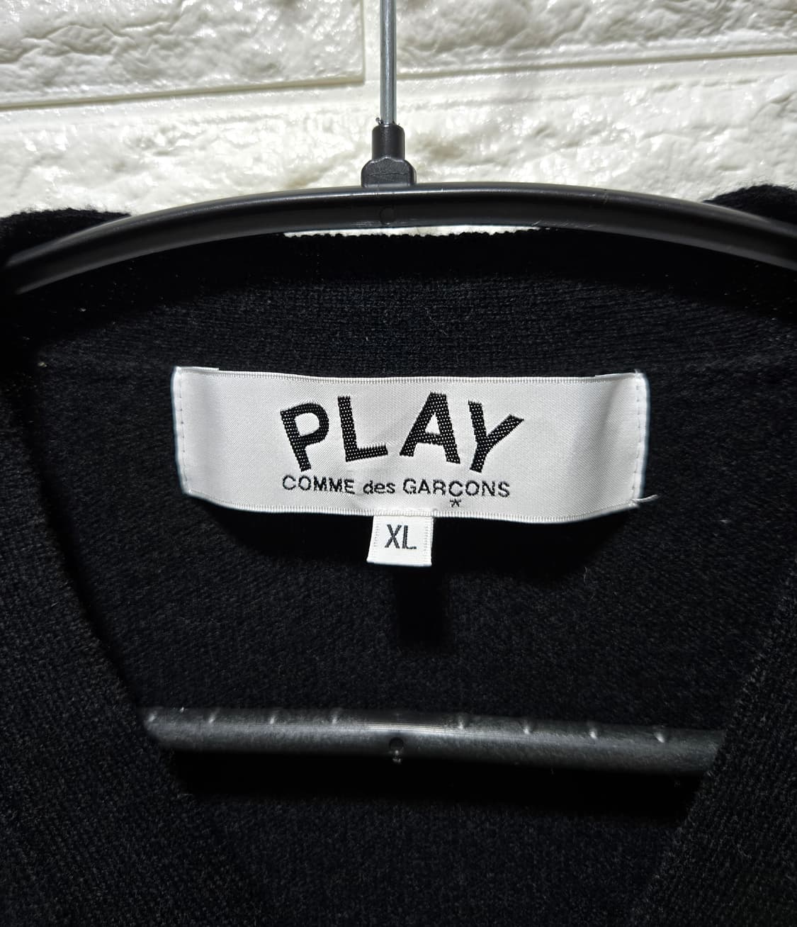 꼼데가르송 레드하트 와펜패치 울 니트 가디건 XL 상품이미지9