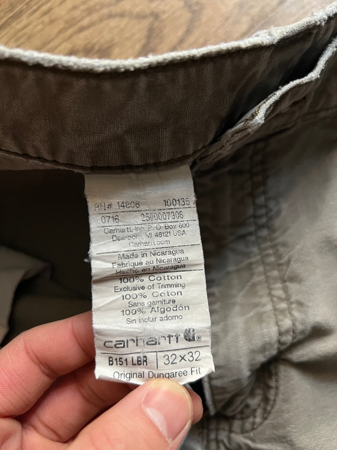 [32]칼하트 USA 빈티지 데미지 라이트브라운 싱글니 카펜터 워크 팬츠 상품이미지9