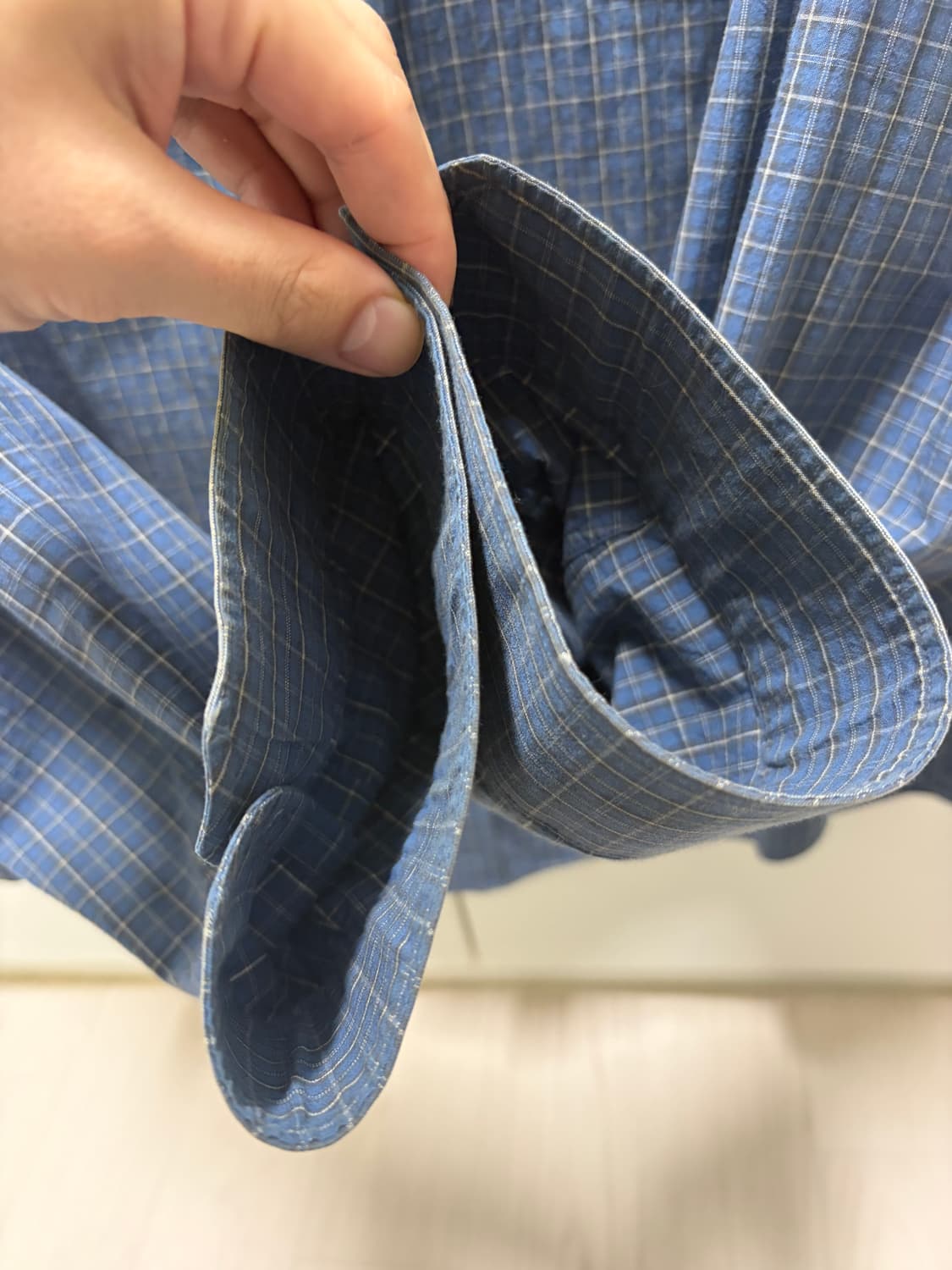 구민성 버튼다운 체크셔츠 블루 M 상품이미지3