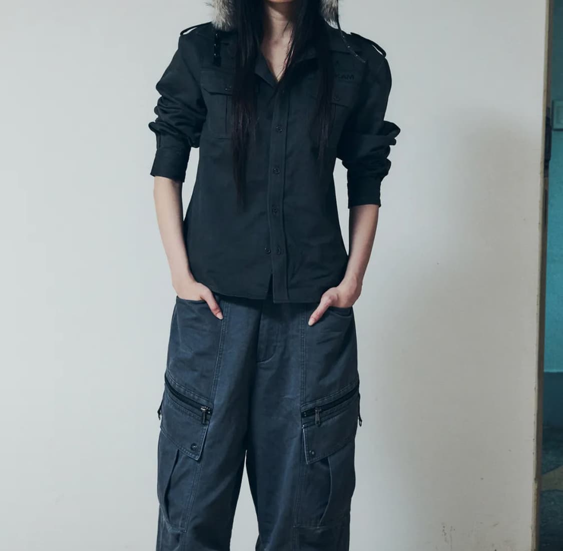 아캄 밀리터리 필드 셔츠 다크 그레이 1사이즈  상품이미지3