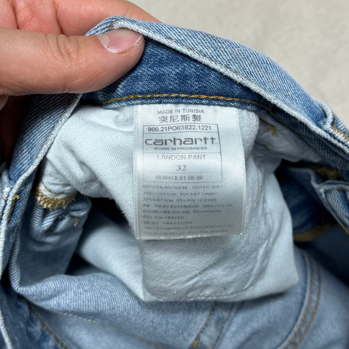칼하트 포켓패치 중청 데님팬츠 32 상품이미지6
